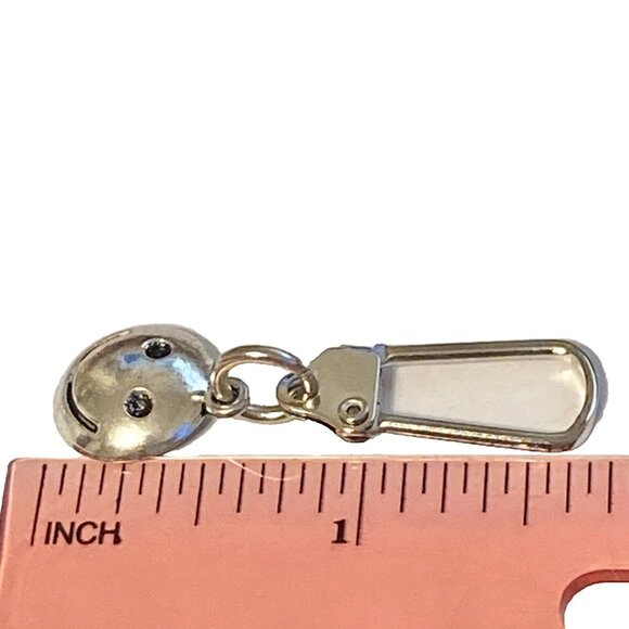 Smiley Face Zipper Pull Bag Purse Charm Silver Tone Locking Clasp Smile Happy - Picture 5 of 10
